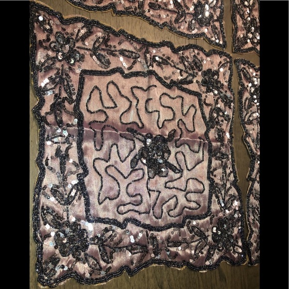 Table Accents Covers Beaded Sequins 5 pc Holiday Purple Silver Ramadan Eid Decor - Picture 13 of 16